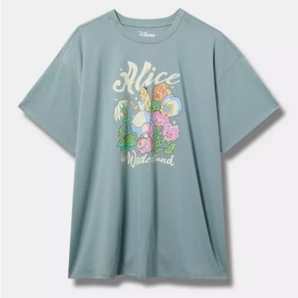 Disney Tops - Torrid Size 0 Disney Alice In Wonderland Oversized Graphic Tee NWT